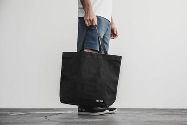 Nobull Waxed Canvas Open Top Tote Men's Bags Black | Australia (AF6031)